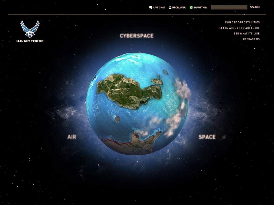 Incorporating the latest Internet technologies while reflecting the way ahead for the service, Air Force Recruiting Service officials launched their redesigned Web site Dec. 15 at airforce.com. (U.S. Air Force illustration)