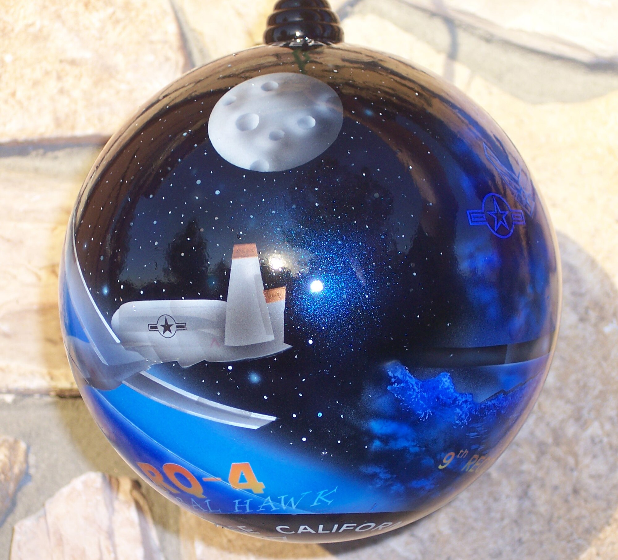 BEALE AIR FORCE BASE, Calif. -- The "Team Beale" ornament designed by Air Force Reservist, Chief Master Sgt. Stuart Bisland showcases the emerging and intelligence missions performed here.  Chief Bisland was asked by California's second district congressman and the 9th Reconnaissance Wing commander to design an ornament for the White House Christmas tree.  (Courtesy photo)
