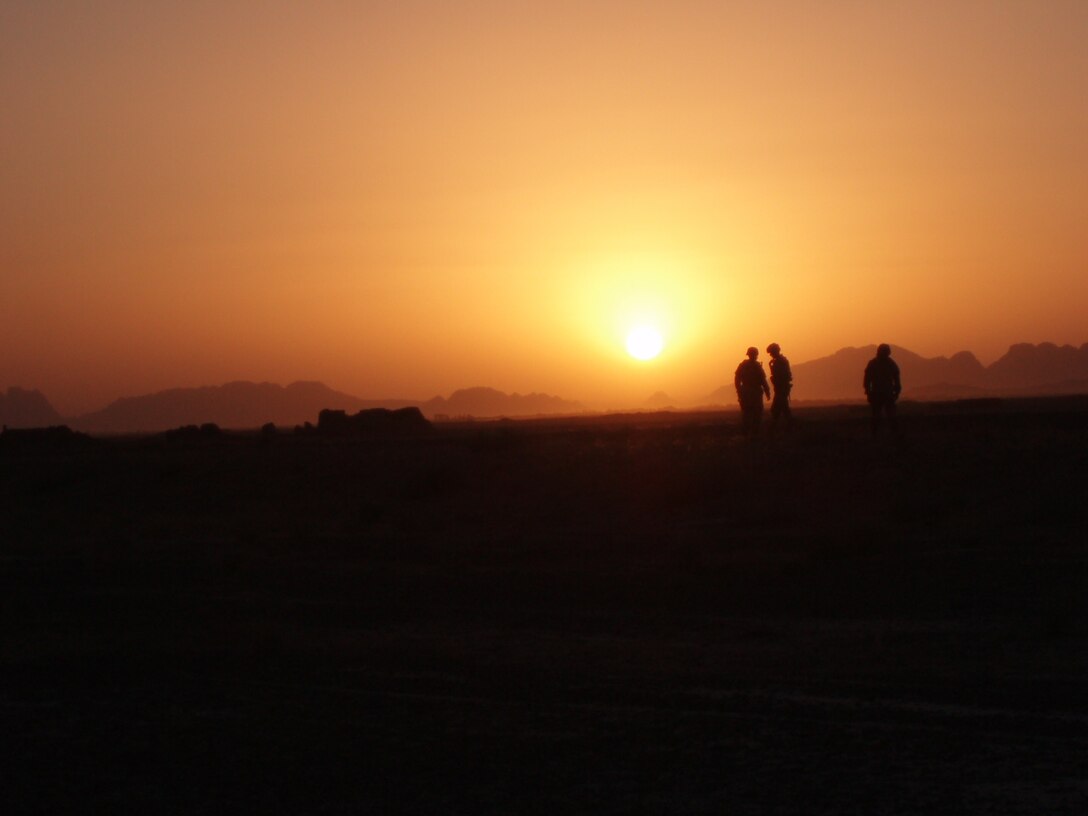 Senior Airman Bryan Berky, Staff Sgt. Dennis Guay and Tech. Sgt. John Carrol, 755th Expeditionary Mission Support Group, Explosive Ordinance Disposal Company Bravo, respond to an unexploded ordinance call in the Kandahar Province, Afghanistan, June 6, 2007.  Ellsworth has more than 400 total military members deployed to various locations worldwide in support of the Global War on Terror. (U.S. Air Force photo/courtesy photo)