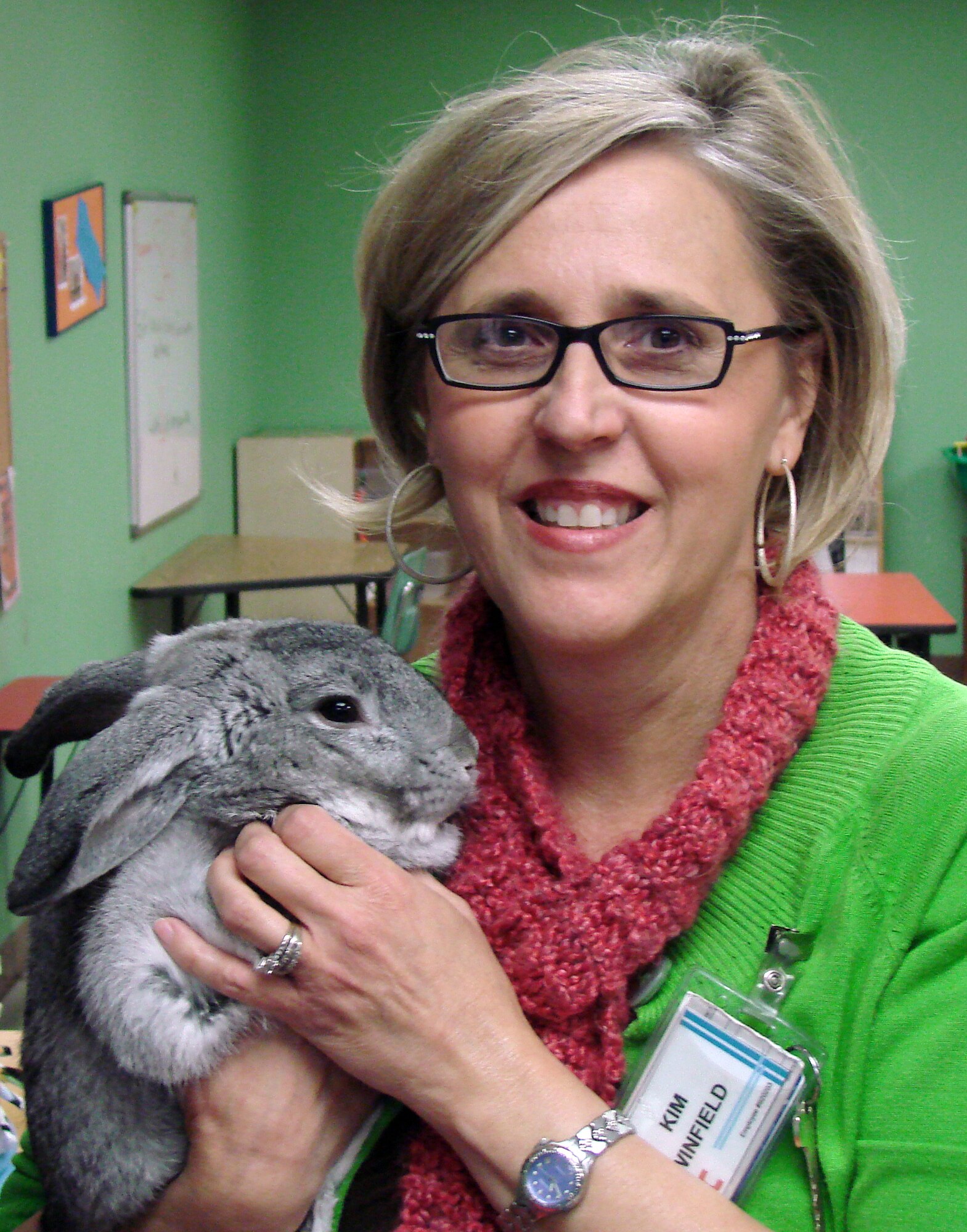 Kim Winfield, the School Age Program director, uses Ivy the Rabbit to teach giving and responsibility to the kindergarten through sixth grade children in the SAP program at Vance. (U.S. Air Force photo by Joe B. Wiles)