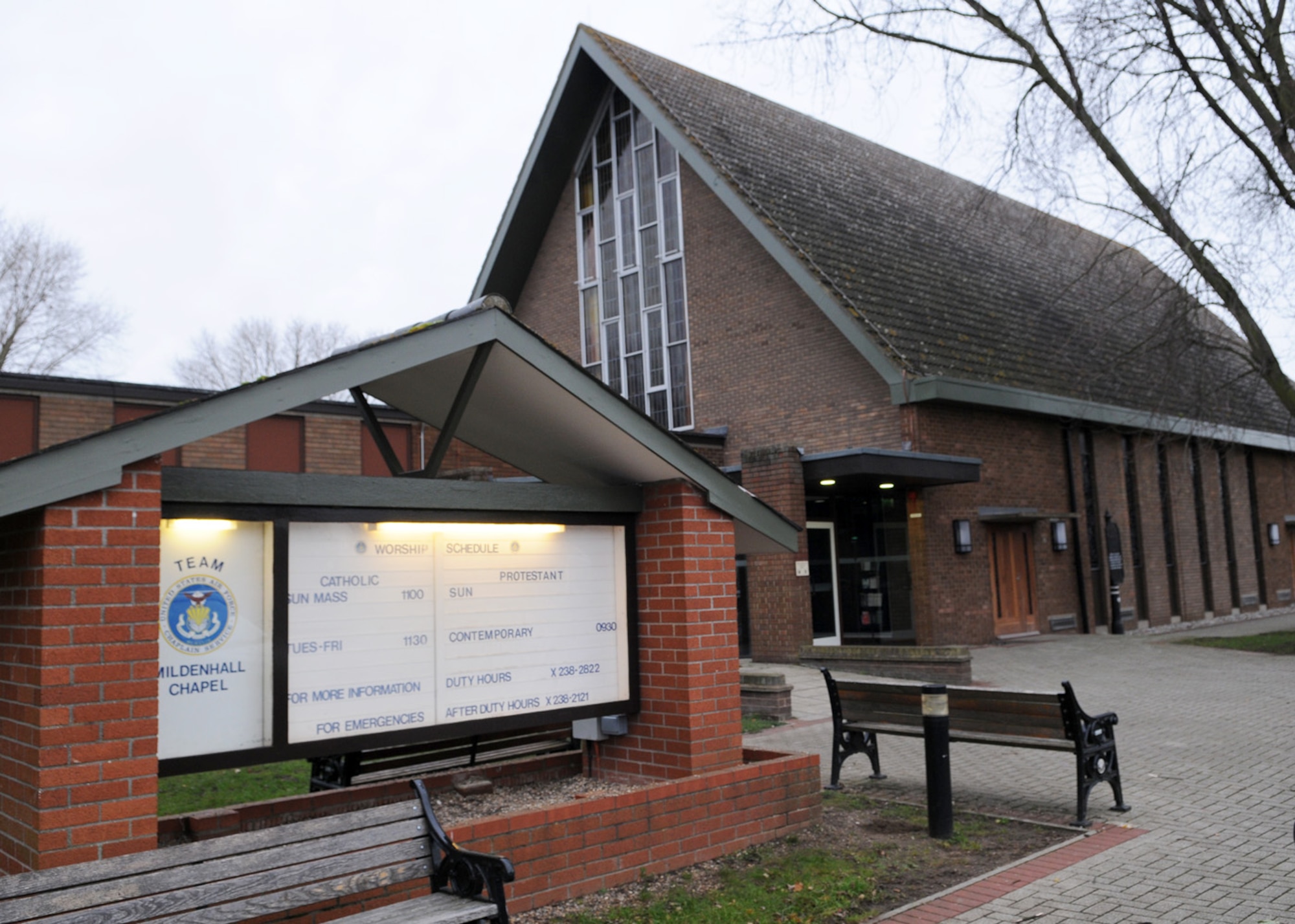 The Holiday Service shecdule for the RAF Mildenhall Chapel is as follows: 
Dec. 23 -- 6 p.m. -- Menorah lighting ceremony near Building 422, officiated by Rabbi Cohen followed by light refreshments
Dec. 24 -- 5 p.m. -- Catholic Christmas Vigil Mass
Dec. 24 -- 7 p.m. -- Protestant Candlelight Service
Dec. 28 -- 9:30 a.m. -- Protestant Contemporary Service
Dec. 28 -- 11 a.m. -- Catholic Celebration of the Eucharist
Jan. 1 -- 11 a.m. -- Catholic Celebration of the Eucharist

