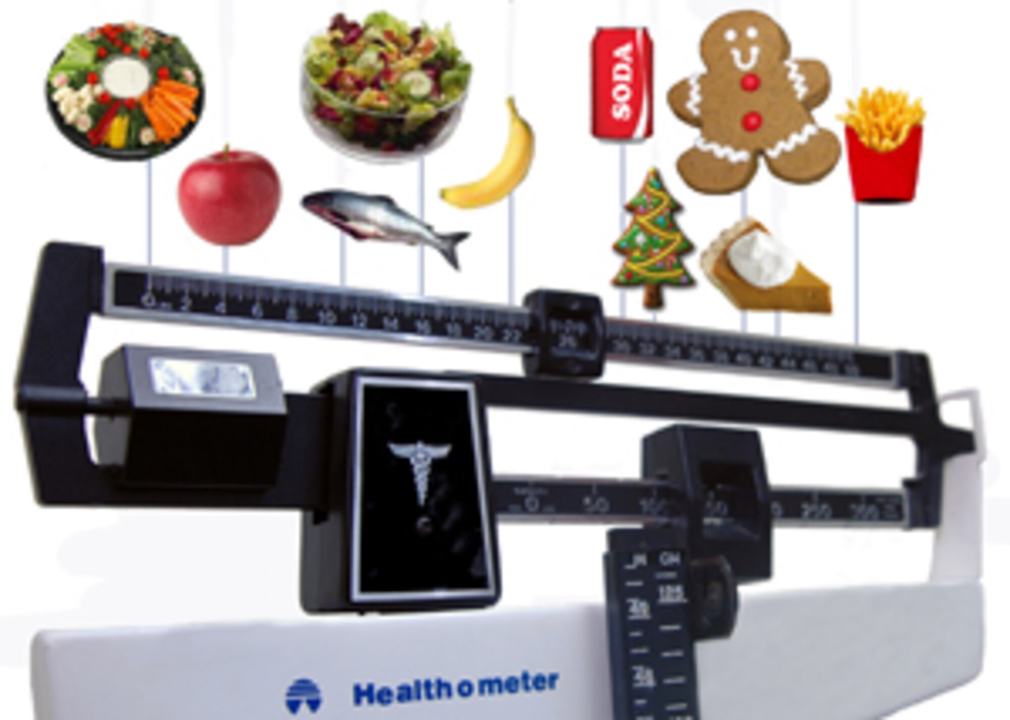 Healthy suggestions can keep the scale from tipping this holiday season. (U.S. Air Force graphic/Senior Airman Lauren Rachel Padden) 


