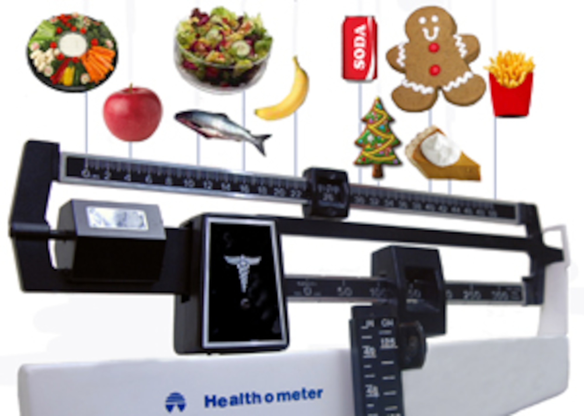 Healthy suggestions to keep the scale from tipping this holiday season. (U.S. Air Force Graphic by Senior Airman Lauren Rachel Padden)