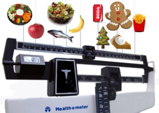 Healthy suggestions to keep the scale from tipping this holiday season. (U.S. Air Force Graphic by Senior Airman Lauren Rachel Padden)