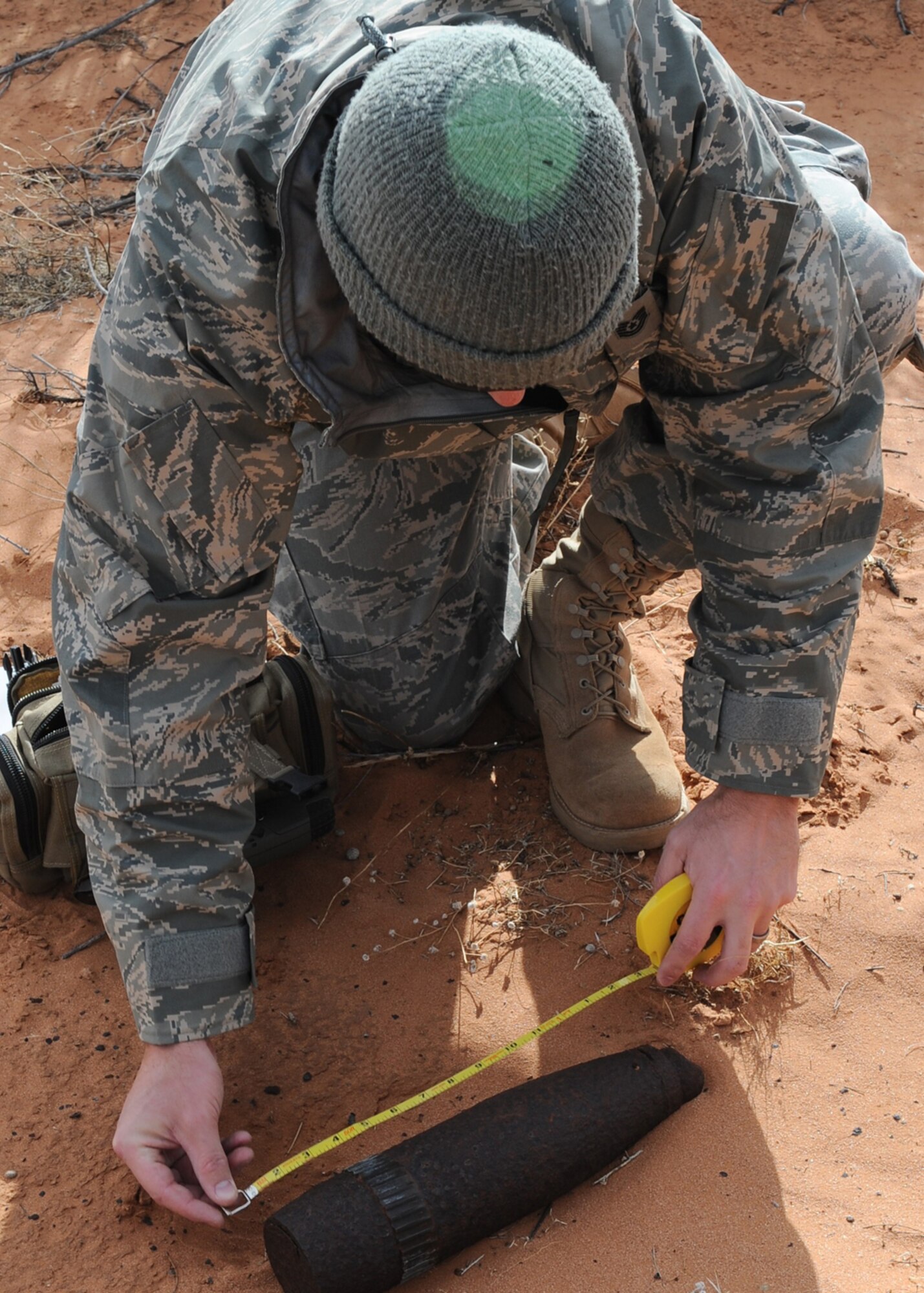 Members of the 49th Fighter Wing's explosive ordnance disposal team assisted with the detonation of a UXO Dec. 23, 2008. The ordnance was found near Oro Grande, NM, by individuals riding all terrain vehicles. Both military and civilian organizations were involved with the safe disposal of the ordnance, which was on land owned by the Bureau of Land Management.