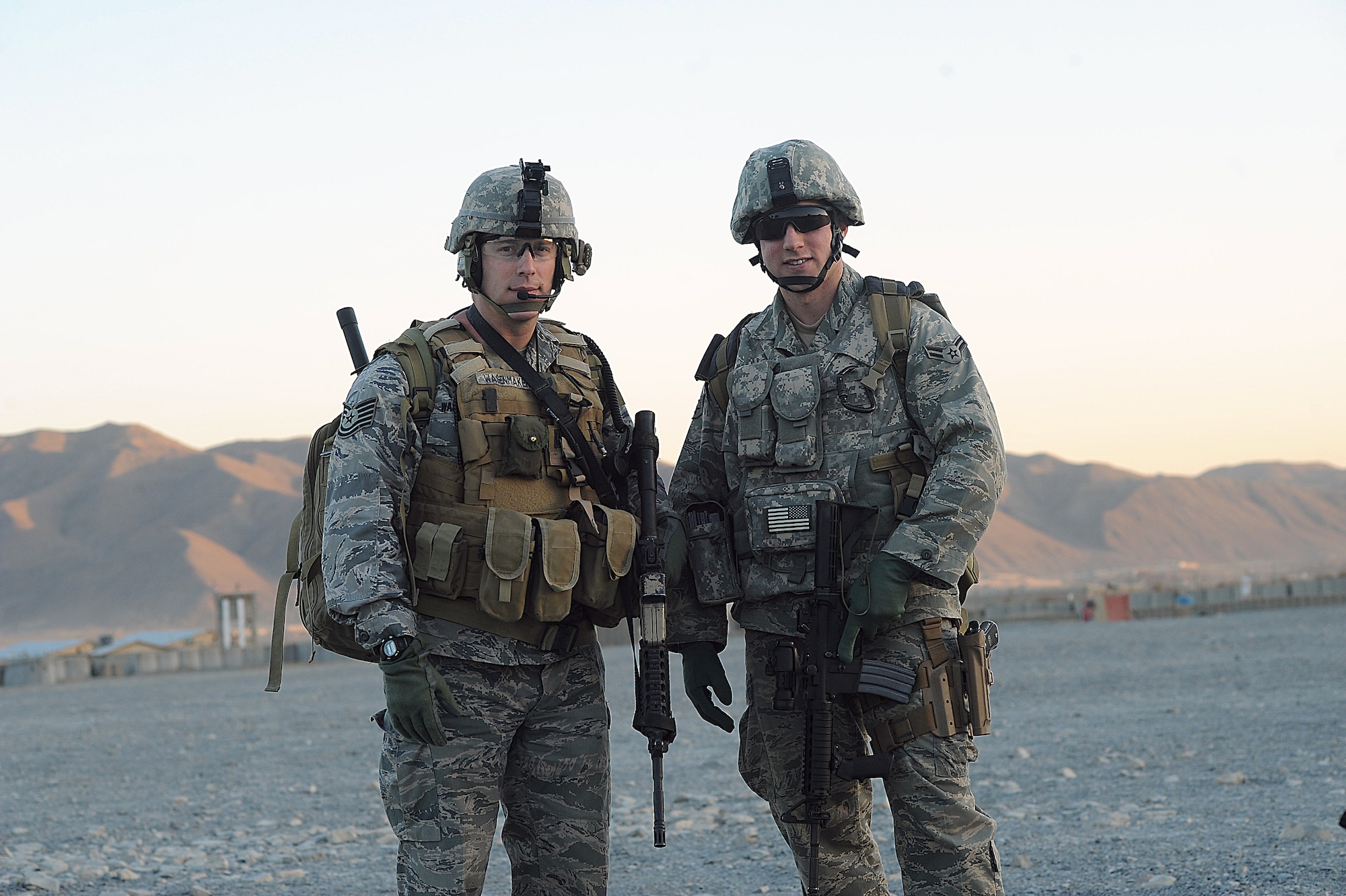 As tactical air control party Airmen, Tech. Sgt. Harvey Wagenmaker and Airman 1st Class Eric Czachor serve as liaisons between Army ground commanders and pilots to coordinate close-air support to eliminate enemy threats. (U.S. Air Force photo/Staff Sgt. Aaron Allmon) 