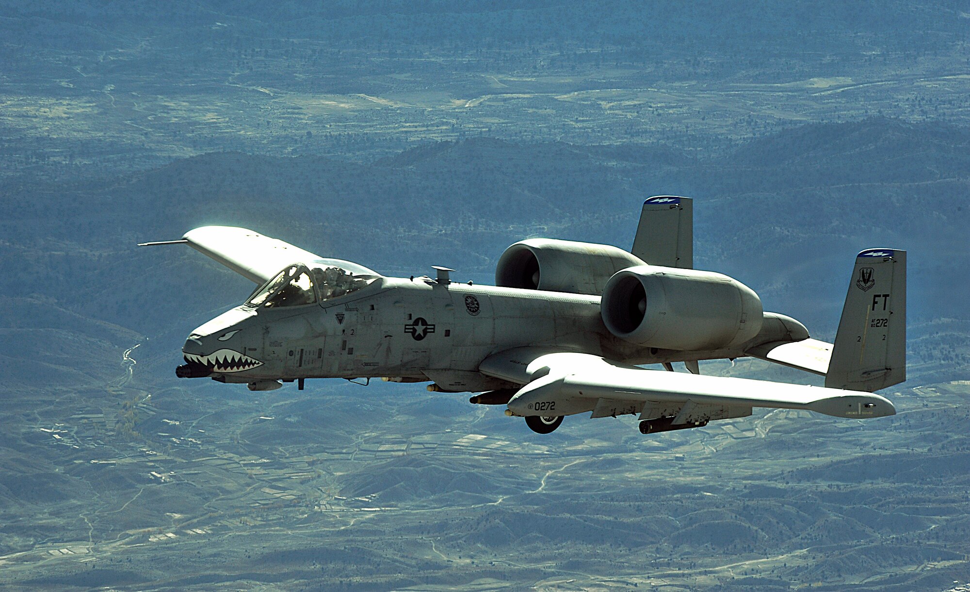 An A-10 Thunderbolt II flies a combat support mission over Afghanistan in support of Operations Enduring Freedom. A-10s conduct shows of force to deter enemy activities and provide armed aerial overwatch. (U.S. Air Force photo/ Staff Sgt. Aaron Allmon)  