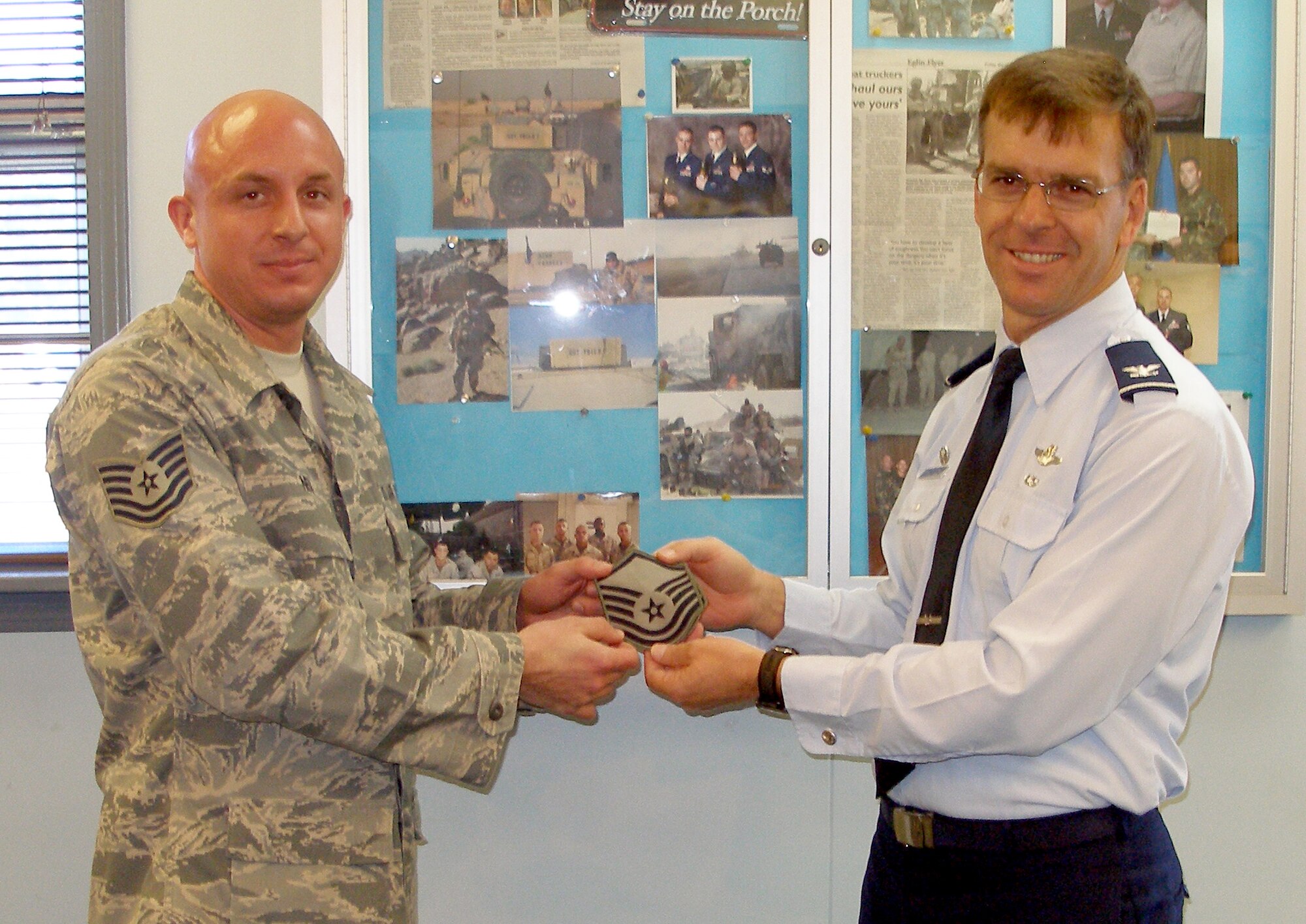 EGLIN AIR FORCE BASE, Fla. --  Master Sgt. Scott Neu, 96th Logistics Readiness Squadron, received a promotion to master sergeant under the Stripes for Exceptional Performers program. (Courtesy Photo) 