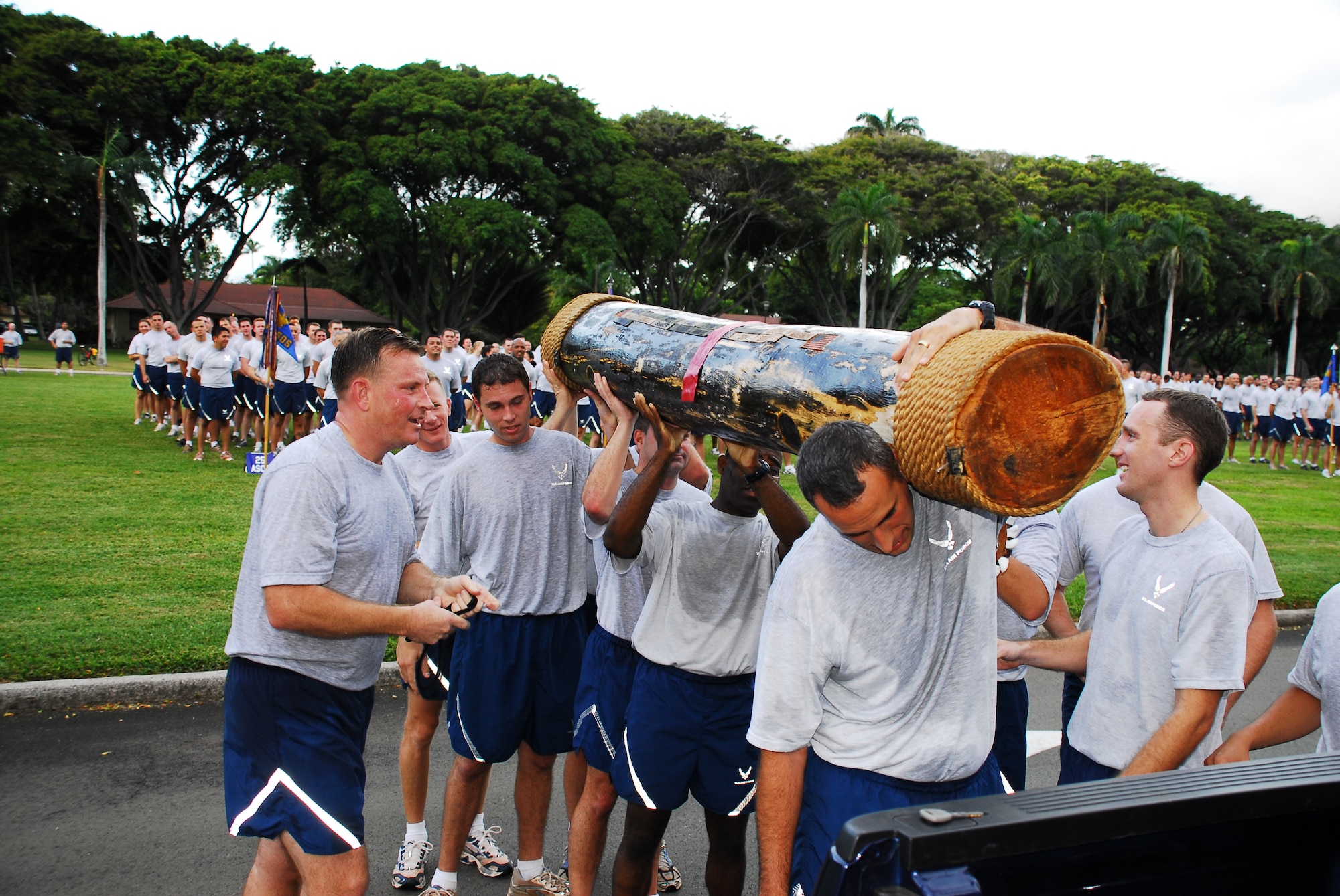 Hickam Airmen clean up after the montly 3-mile Warrior Run. Photo by Master Sgt. Robert Burgess
