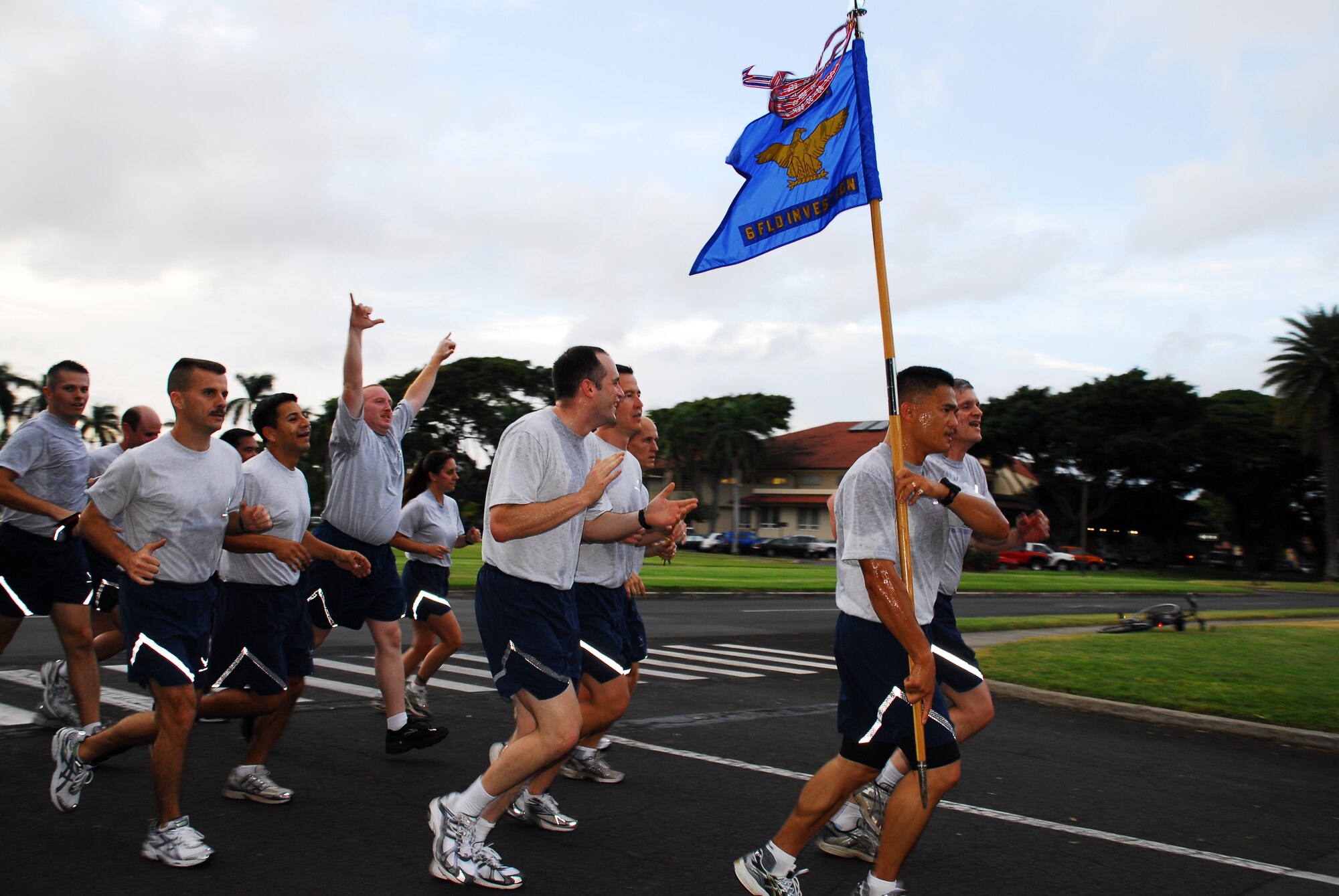 Hickam Airmen round the last corner during the monthly Warrior Run, today. Photo by Master Sgt. Robert Burgess