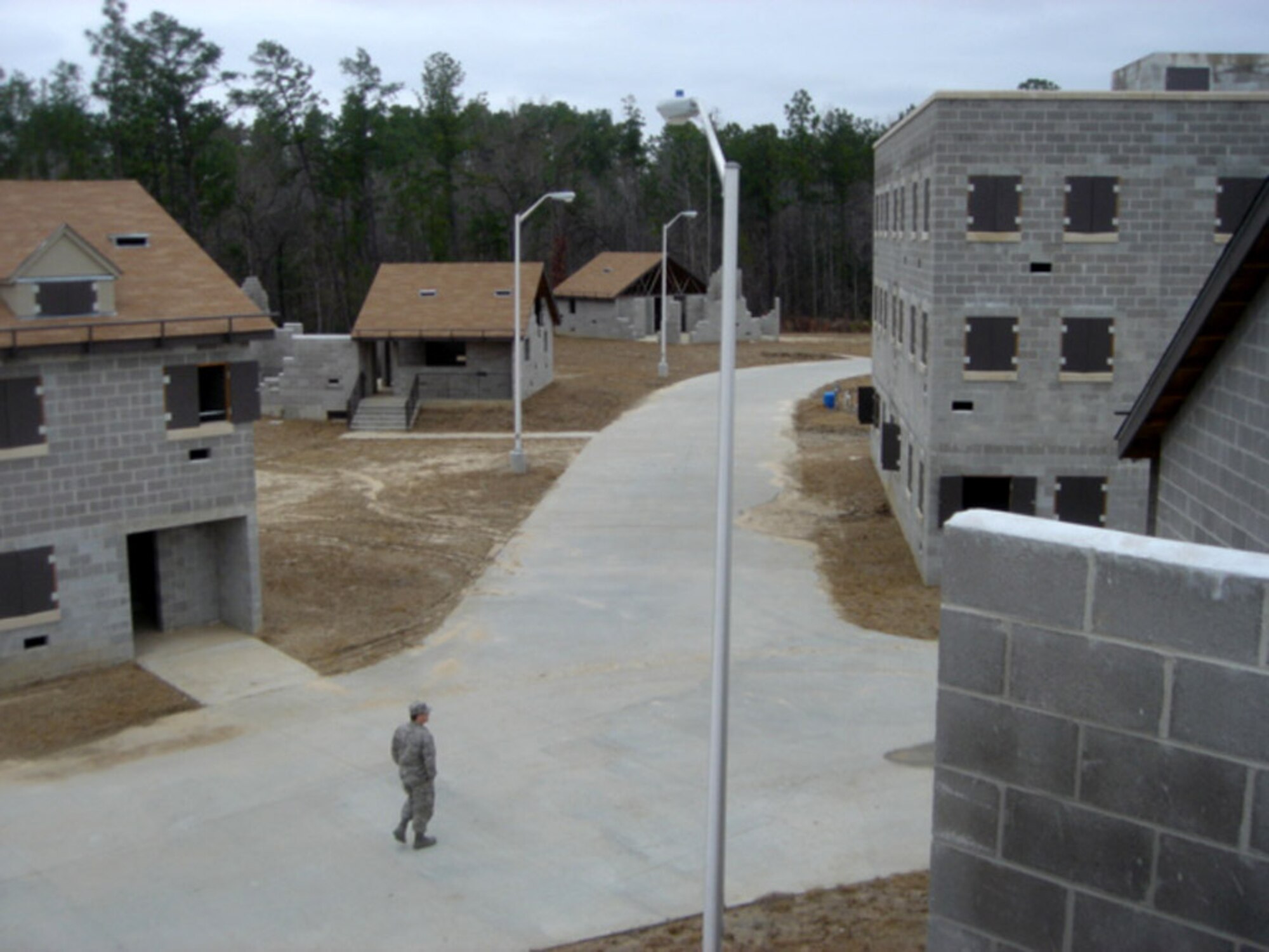 Air Force ROTC cadets will participate in six days of expeditionary training at this simulated city at the Joint Force Training Center in Hattiesburg, Miss. The training is part of a new curriculum for Air Force ROTC cadets as all field training moves to Maxwell Air Force Base, Ala. (U.S Air Force photo/Lt. Col. Guy Parker) 
