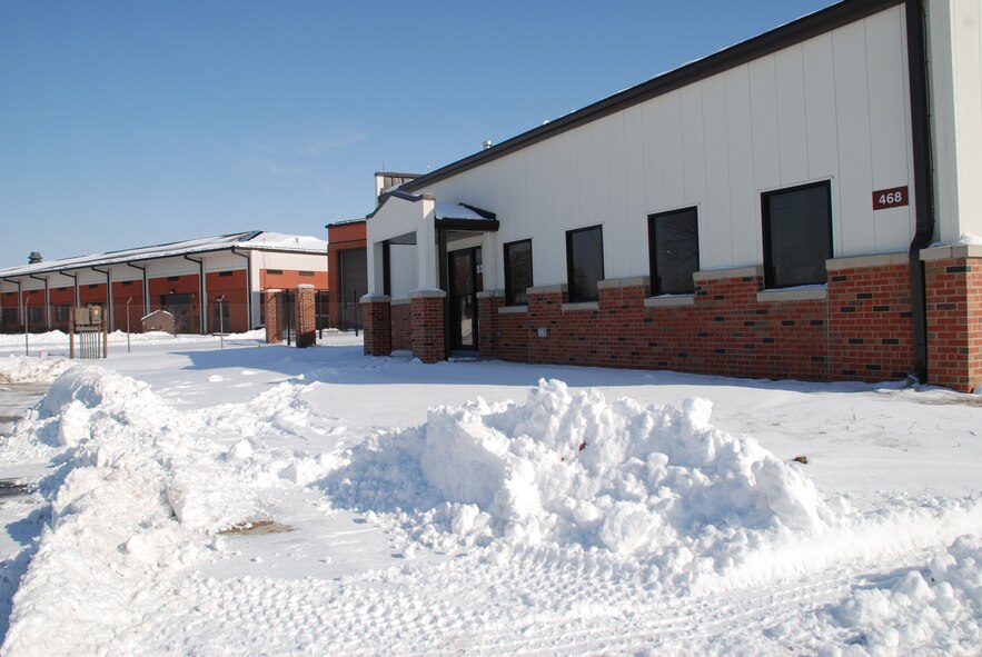 The ending of the first snowfall of 2008, February 1, covered the area around the 932nd Airlift Wing's flight attendant food preparation area, also known as a flight kitchen.  They use this area to get meals ready for missions aboard the C-9C and C-40C aircraft flying distinguished visitor missions.