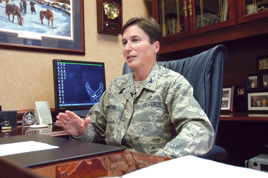 Col. Theresa Carter, 78th Air Base Wing Commander, sat down with the Robins Rev-Up recently to talk about her tenure.  U. S. Air Force photo by Sue Sapp 