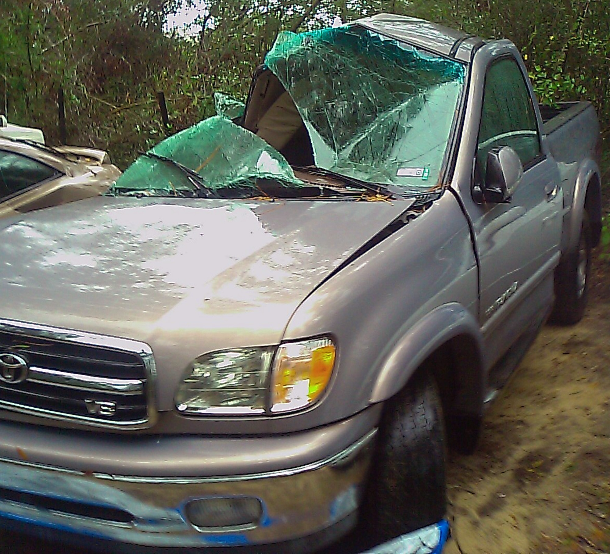 Capt. Tobias Switzer was driving this truck on Interstate 10 near DeFuniak Springs, Fla., when it hydroplaned and smashed into a tree Nov. 26. He survived the accident, but the truck was considered a total loss. Captain Switzer is with the 1st Special Operations Group at Hurlburt Field, Fla. (Courtesy photo)