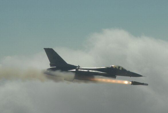 Capt. Michael Schmidt, 13th Fighter Squadron, Misawa Air Base, Japan, fires an AGM-65h Maverick air-to-surface missile while participating in the Weapon System Evaluation Program, commonly known as Combat Hammer at Eglin Air Force Base, Fla. The WSEP program, run by the 53d Weapons Evaluation Group, is used to evaluate the effectiveness and suitability of combat air force weapon systems. The evaluations are accomplished during tactical deliveries of fighter, bomber and unmanned aerial system precision guided munitions, on realistic targets with air-to-air and surface-to-air defenses. For many of the aircrew participating in WSEP, it is the first time employing live weapons. This provides a level of combat experience many units face during combat. (U.S. Air Force photo)