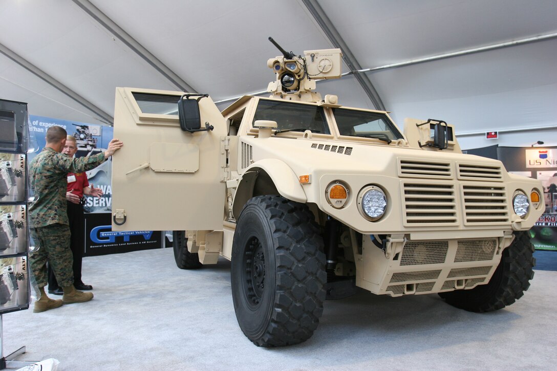 A new vehicle from General Tactical Vehicles, was introduced at the 2009 Marine West Exposition Feb. 4 through 5 on Camp Pendleton. The vehicle features a new hybrid-composite hull structire which makes it a low-profile and blast resistant. The vehicle is scheduled to make its debut in the operating forces this spring.