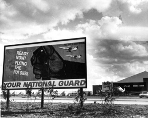 A recruiting billboard sits in front of the Texas Air National Guard hanger encourages folks in and around Kelly Air Force Base to the TANG. (Texas Military Forces Photo