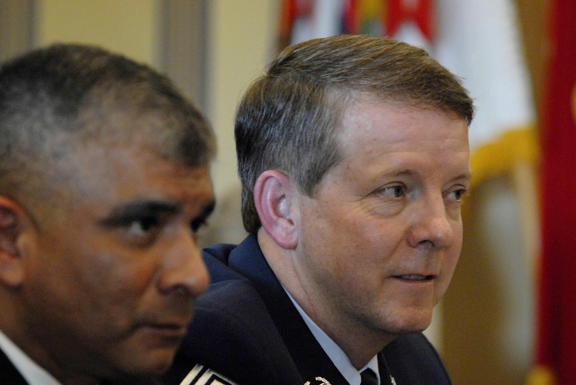 Chief Master Sgt. of the Air Force Rodney J. McKinley listens to members of the House Appropriations Subcommittee on Military Construction and Veterans Affairs  during a hearing on military quality of life Feb. 7 in Washington, D.C. The House Appropriations Subcommittee on Military Construction and Veterans Affairs held the hearing to discuss military quality of life issues. (U.S. Air Force photo/Tech. Sgt. Cohen A. Young)
