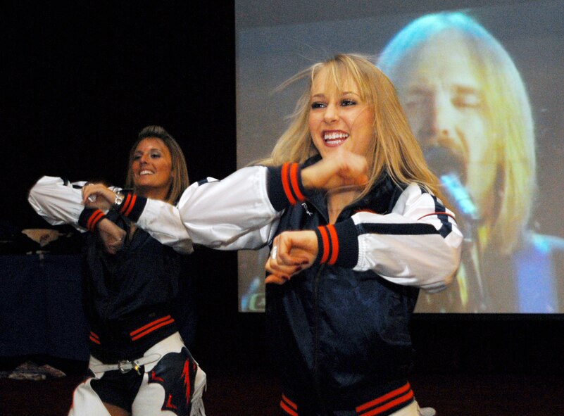Members of the Denver Broncos Cheerleaders put on a half-time show at the Rocker NCO Club during Super Bowl XLII Feb. 4.  The cheerleaders were on a USO tour through the area, and stopped at all of the Kadena clubs to meet with members of the community.  (U.S. Air Force photo/Staff Sgt. Christopher Marasky)