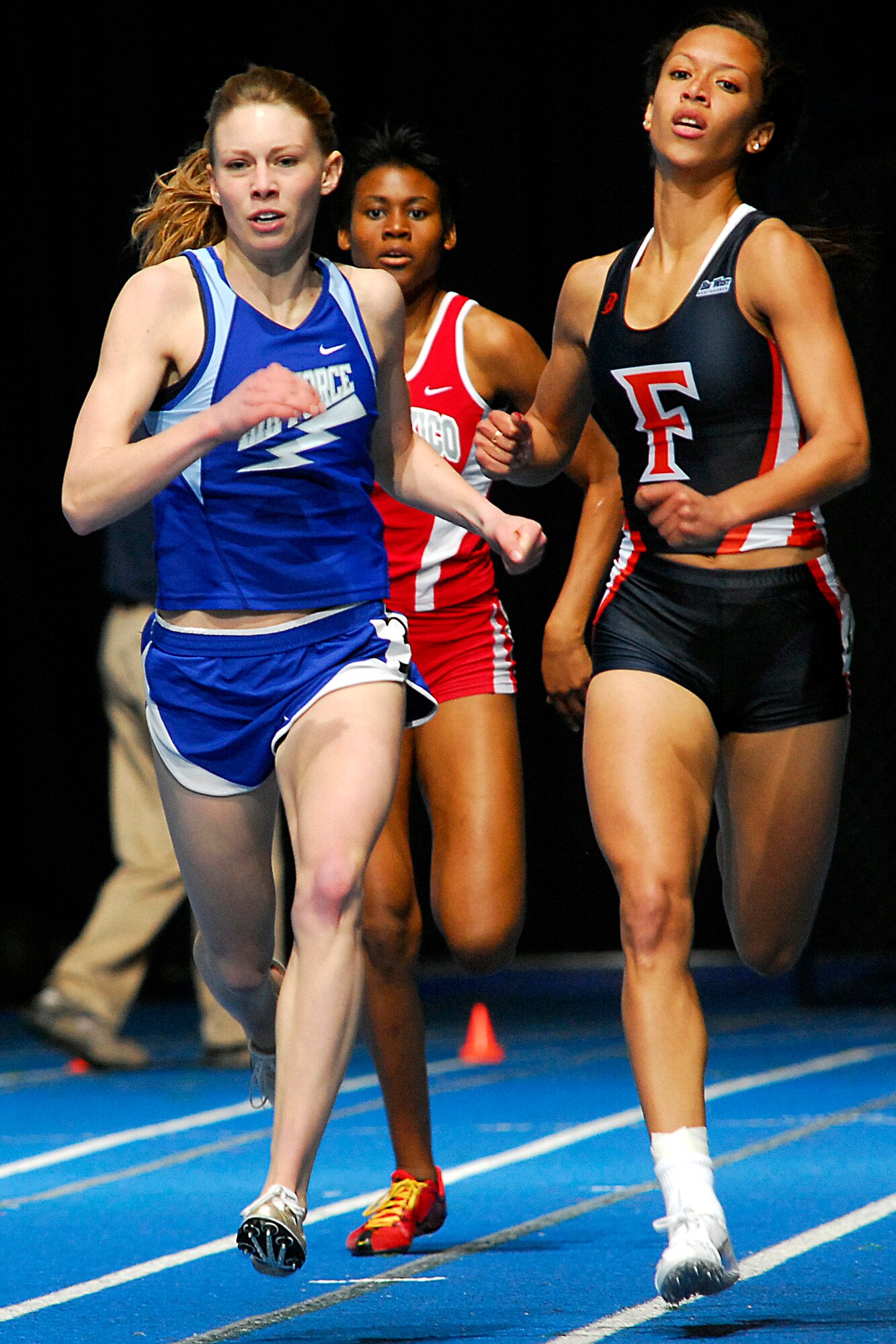 Sophomore Ally Romanko competes in the 400-meter dash, finishing in eighth place overall with a time of 59.02 seconds.  The Falcons hosted the Don Barrett-Air Force Open on Feb. 9. Competing at the Academy's Cadet Field House, the Falcons collected 26 top-10 finishes during the non-team scoring meet. (U.S. Air Force photo/Dave Ahlschwede)