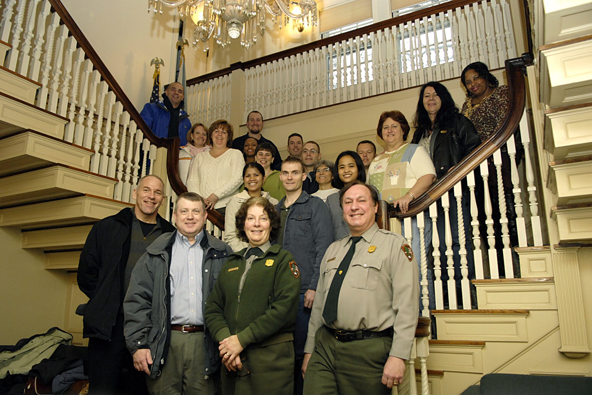 HANSCOM AFB, Mass. – The 66th Air Base Wing annual award nominees take a minute to pose inside the Old North Bridge Visitors Center in Concord, Mass. on Feb. 5. The nominees enjoyed three days of sightseeing in the local area in recognition of their nomination.  (U.S. Air Force photo by Walter Santos)

