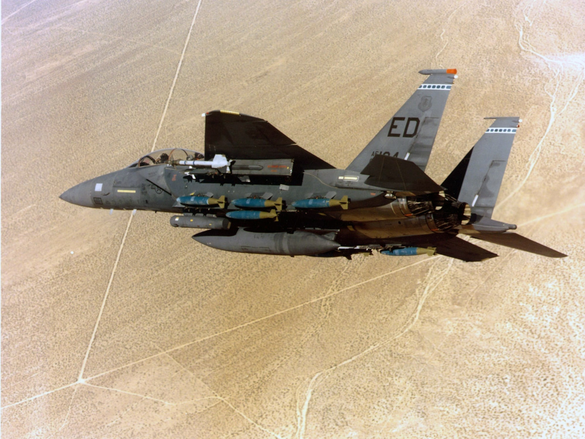 The F-15E Strike Eagle underwent development test and evaluation in the late 1980s and was delivered to the combat Air Force in time to play a significant role in the first Persian Gulf conflict. (U.S. Air Force photo/Master Sgt. Daniel Richardson)
