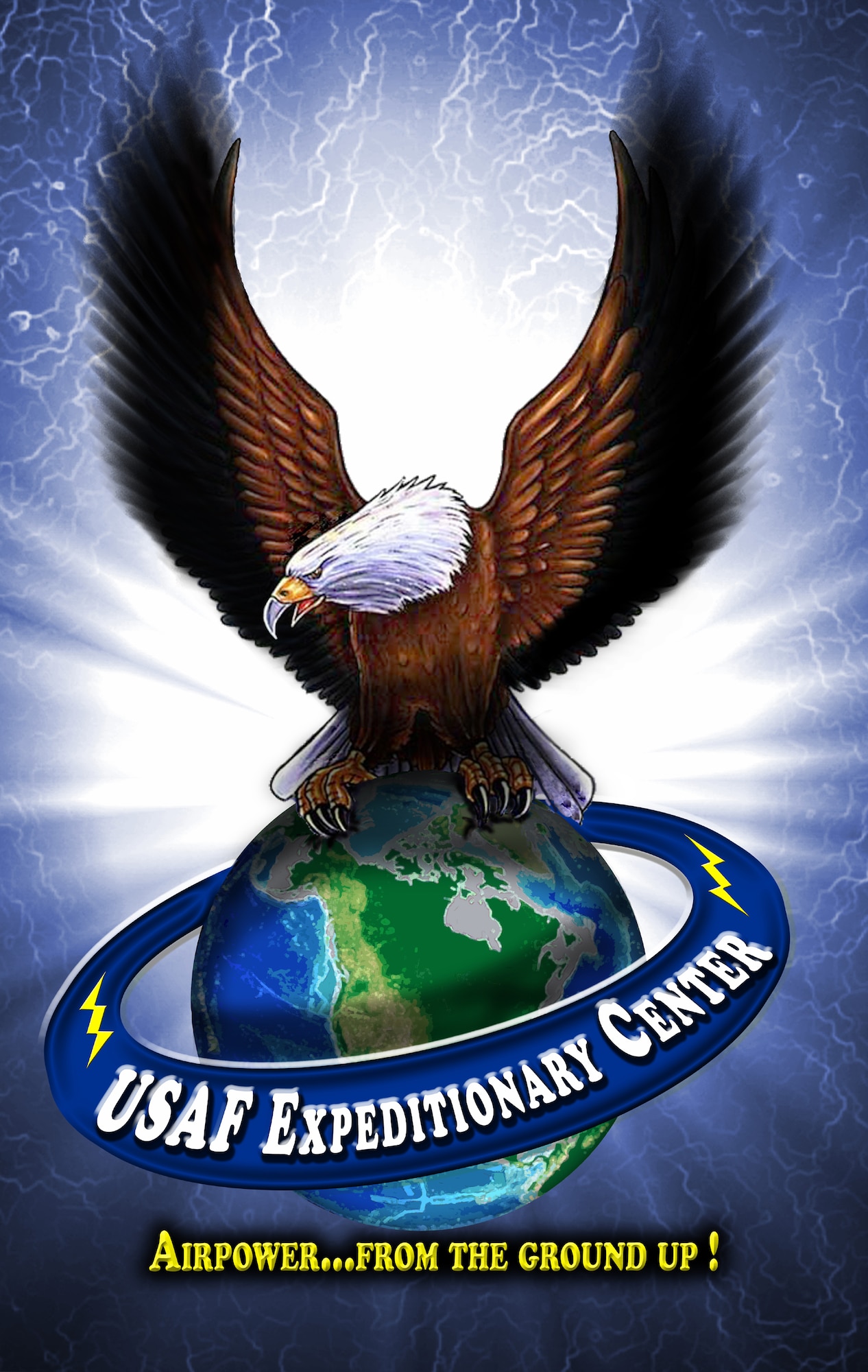 This graphic is the latest design highlighting the U.S. Air Force Expeditionary Center "Eagles."  The graphic was designed by the Center's Master Sgt. Michael Harris, Tech. Sgt. Charles Glunt and Mr. Bill Berks.