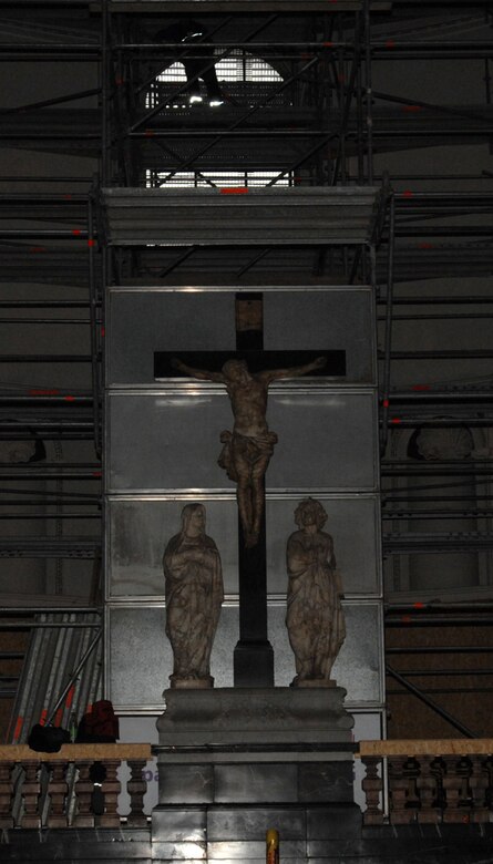 SPANGDAHLEM AIR BASE, Germany -- A depiction of the crucification is displayed at the Trier Cathedral. The cathedral is currently under construction. (U.S Air Force photo/Airman 1st Class Jenifer Calhoun)