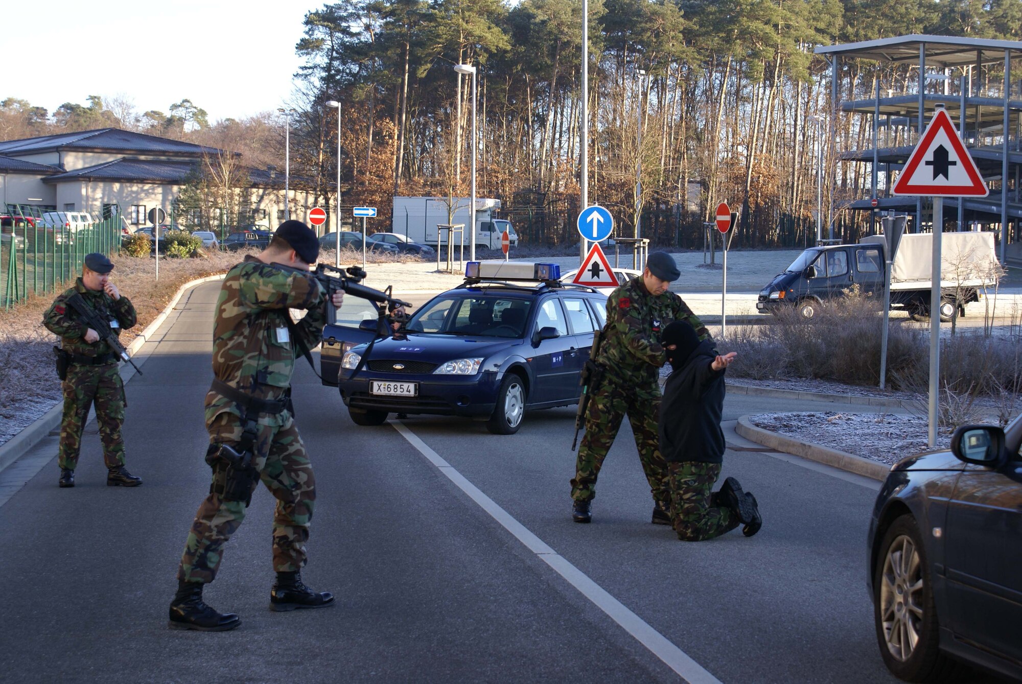NATO Allied Air Component Command Headquarters military police conduct an exercise to ensure readiness. (Courtesy Photo)             

