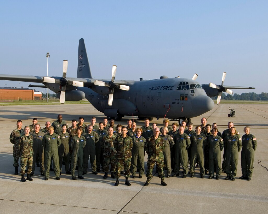 Aeromedical Evacuation Squadron members stand ready to take off on a C-130 mission.  They are proud members of the 932nd Airlift Wing, an Air Force Reserve Command unit in Illinois.  Call 1-800-257-1212 for more information on openings and training required. 