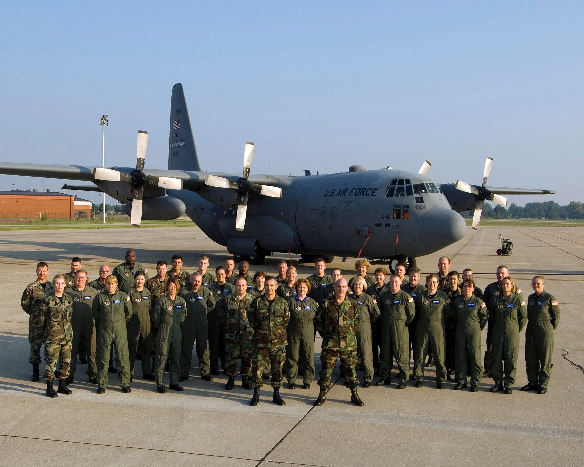 Aeromedical Evacuation Squadron members stand ready to take off on a C-130 mission.  They are proud members of the 932nd Airlift Wing, an Air Force Reserve Command unit in Illinois.  Call 1-800-257-1212 for more information on openings and training required. 