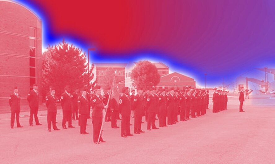 An open ranks inspection was done on a summer day in 2002 by the commander of the 932nd Airlift Wing back then, Col. Oral Carper.  Assisting were the commander of the Medical Group, Col. Roger Wujek, and the 932nd Airlift Wing Command Chief Master Sgt. Merle Lyman.  Artwork rendering from 932 AW/PA.