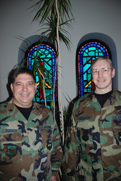 Chapel staff, Chaplain Major Keith Turner and MSgt Harold VonDeBur, are located at Chapel One, room 122 during UTA Hours:  0730-1100, or 1230-1600 and by appointment. Photo/Capt. Stan Paregien.