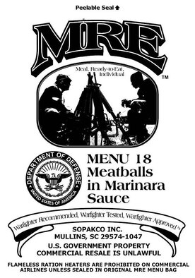 Pictured is one of the three new MRE package designs to be used during MRE production in 2008. 