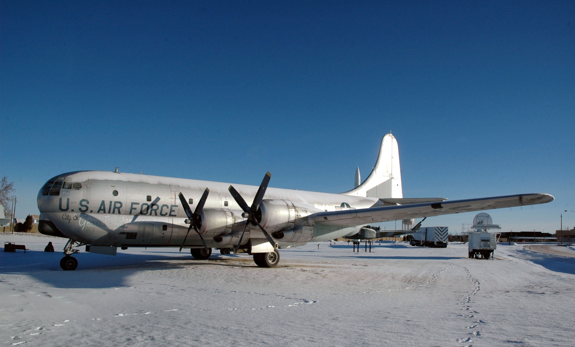 A KC-97G “Stratotanker" is on display at the Malmstrom Museum air park. The air park showcases more than 10 preserved aircraft, vehicles and weapons systems near the 2nd Avenue N. gate. The museum is open Monday to Friday from 10 a.m. to 4 p.m. (U.S. Air force photo/Airman 1st Class Dillon White)