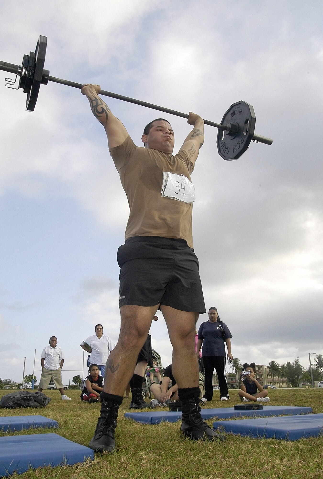 Freddie Esquivel was the pillar of strength during the Strongman Challenge. His display of power and endurance earned him 1st place in the competition. (U.S. Air Force photo by Master Sgt. Lisa M. Zunzanyika)