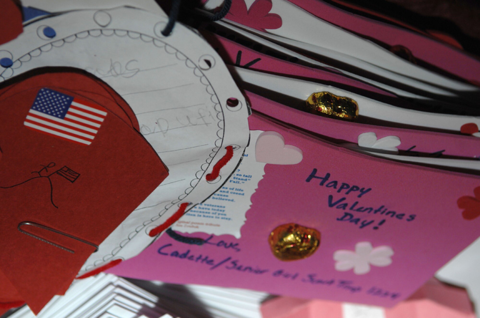 Airmen  from Davis-Monthan AFB visited the Tucson VA Medical Center Feb. 14, for the 33rd Annual National Salute to Hospitalized Veterans. The Airmen visited with veterans, and passed out Valentines cards, which were made by Borman Elementary school. (U.S. Air Force photo/SrA Christina D. Kinsey)(RELEASED)