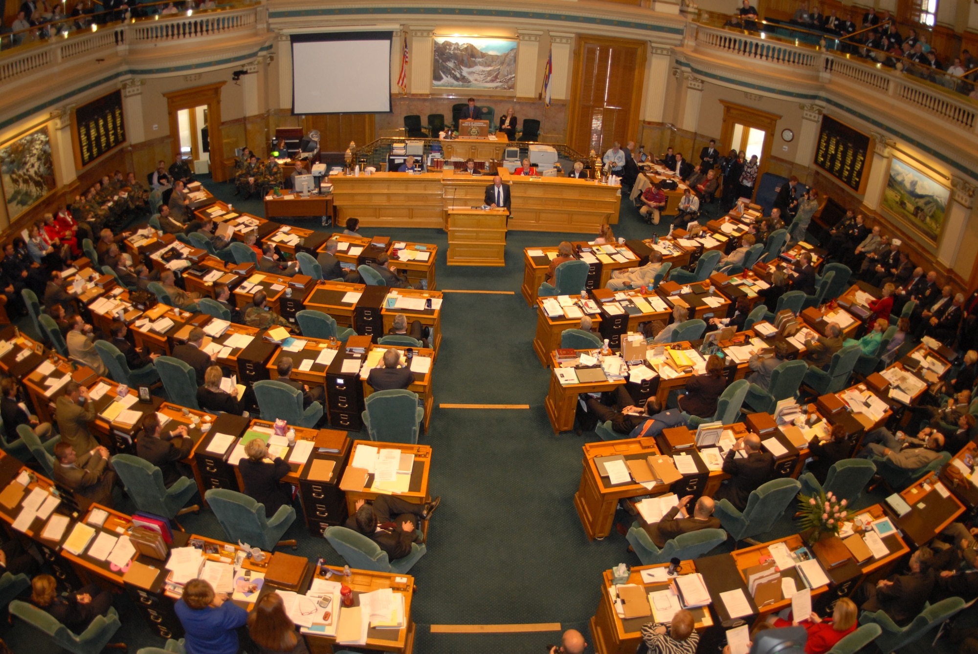 Members of the Colorado State House of Representatives prepare to read Proclamation 10-07, proclaiming Feb 13, 2008 Military Appreciation Day in Denver, Colo., Feb 13, 2008.  (U.S. Air Force photo by Airman First Class Randi Flaugh)