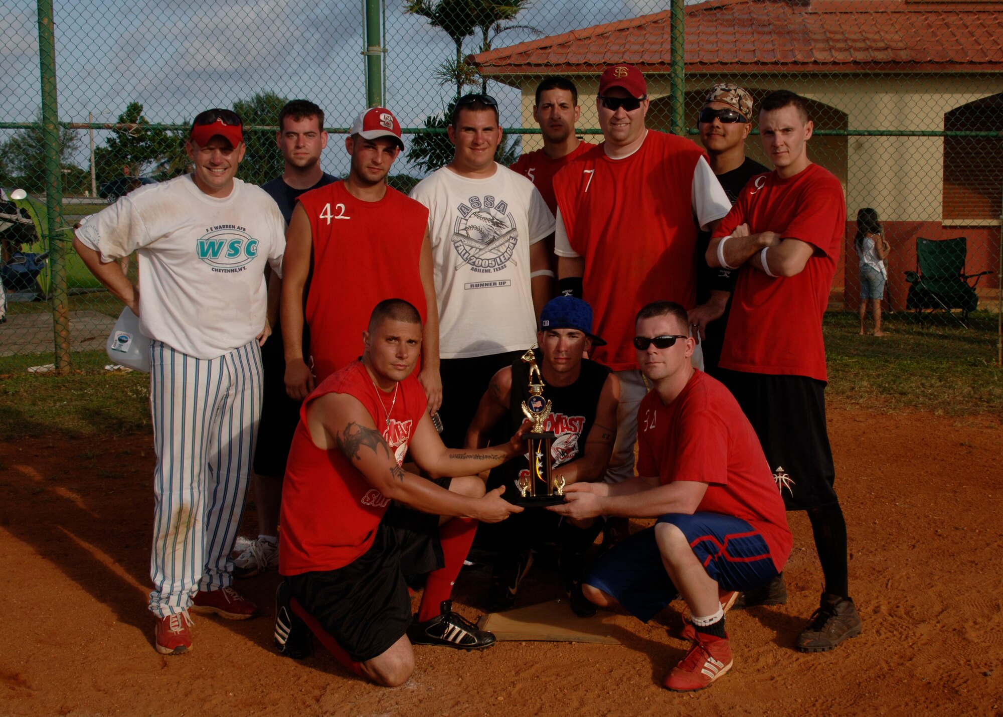 The 734th Air Mobility Squadron won the President's Day Softball Tournament Feb. 16. They defeated the 36th Munitions Squadron 17-7 in the championship game. Four teams played in a double-elimination style tournament hosted by the 36th Services Squadron Coral Reef Fitness Center. (U.S. Air Force photo by Staff Sgt. Christopher Oliver)