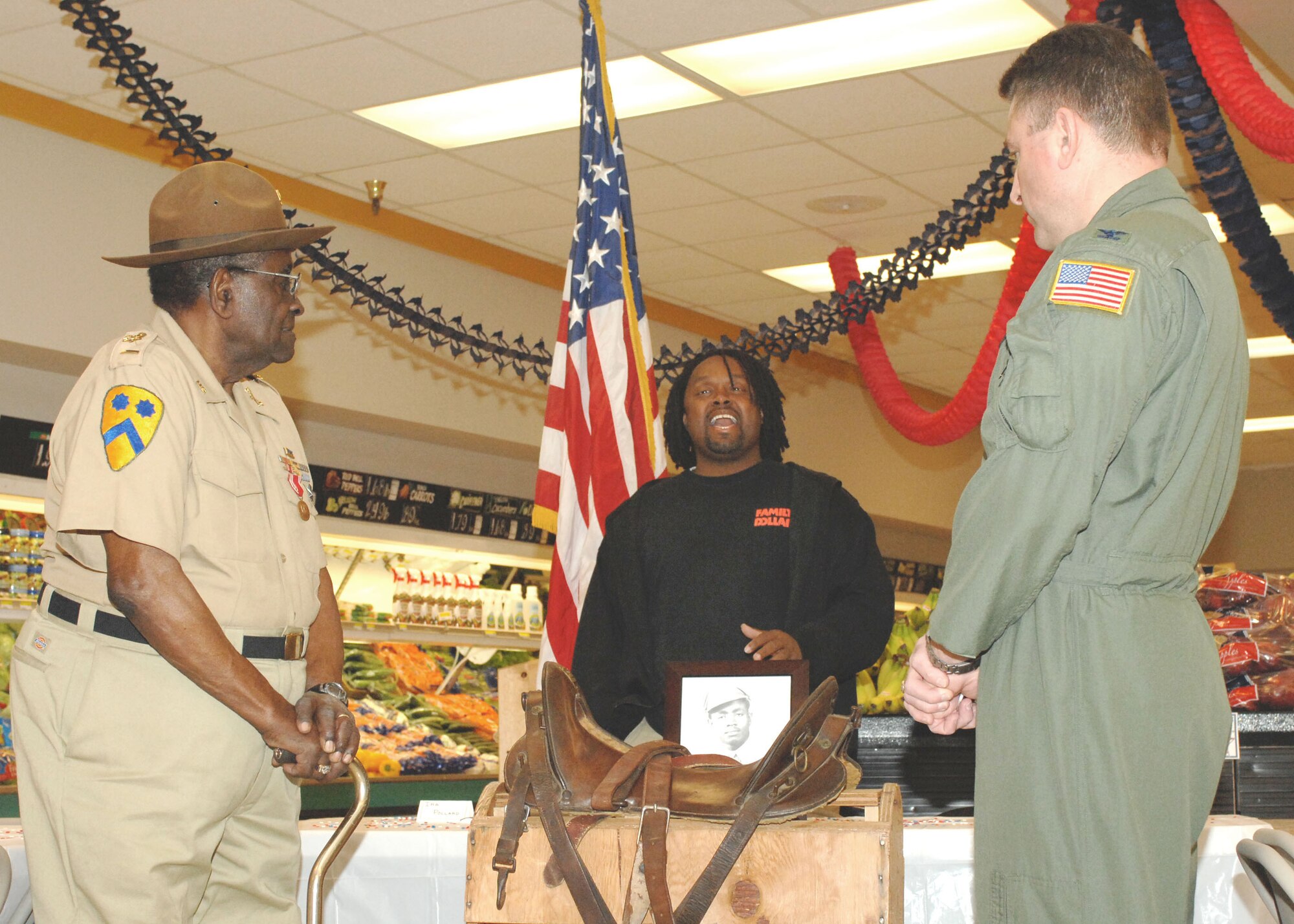 CANNON AIR FORCE BASE N.M.-  Hezekiah Sherley sings at the Commissary's Luncheon for New Mexico's Last Living Buffalo Soilder Feb. 20.(U.S. Air Force photo by A1c James R. Bell)
