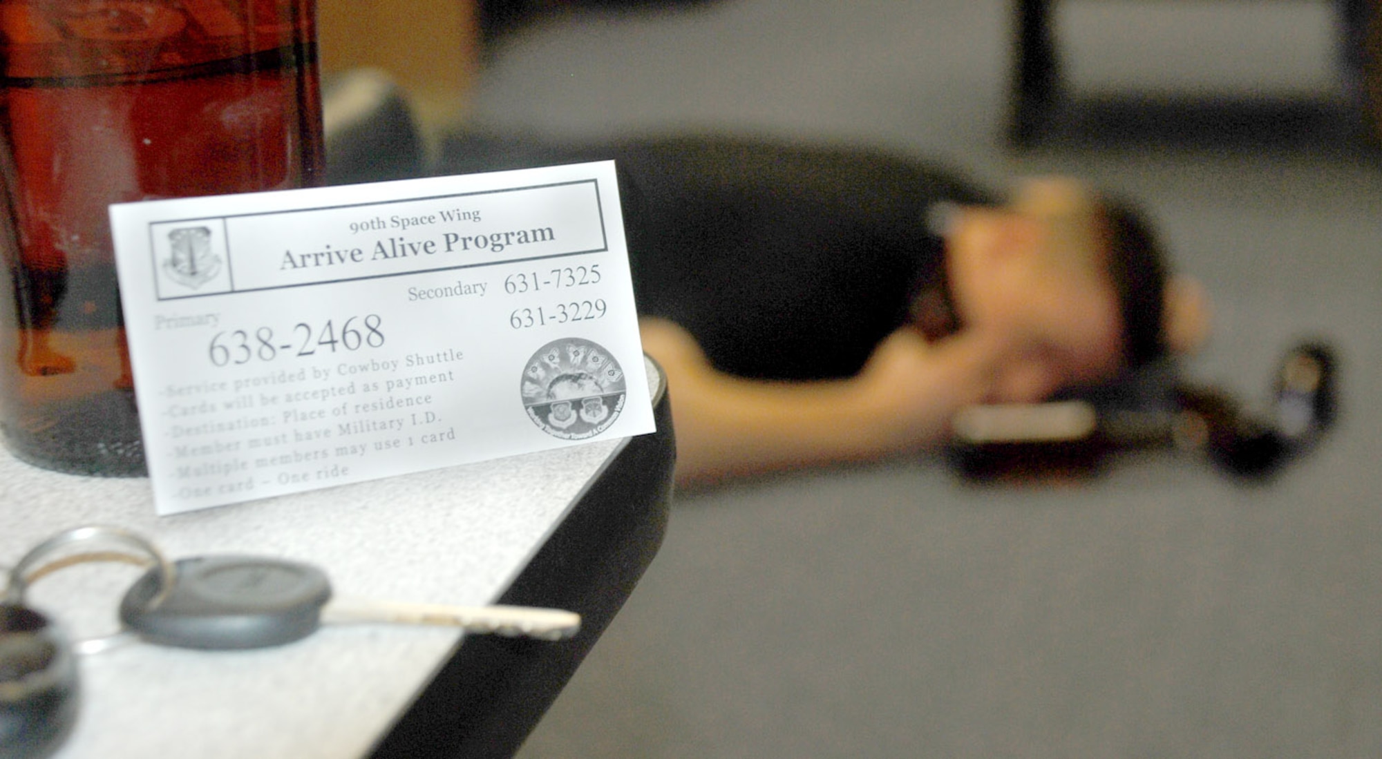 The Arive Alive program was designed to give Airmen a free ride home in case their plan failed, and it is used to prevent driving under the influence. The primary number to call is 638-2468.