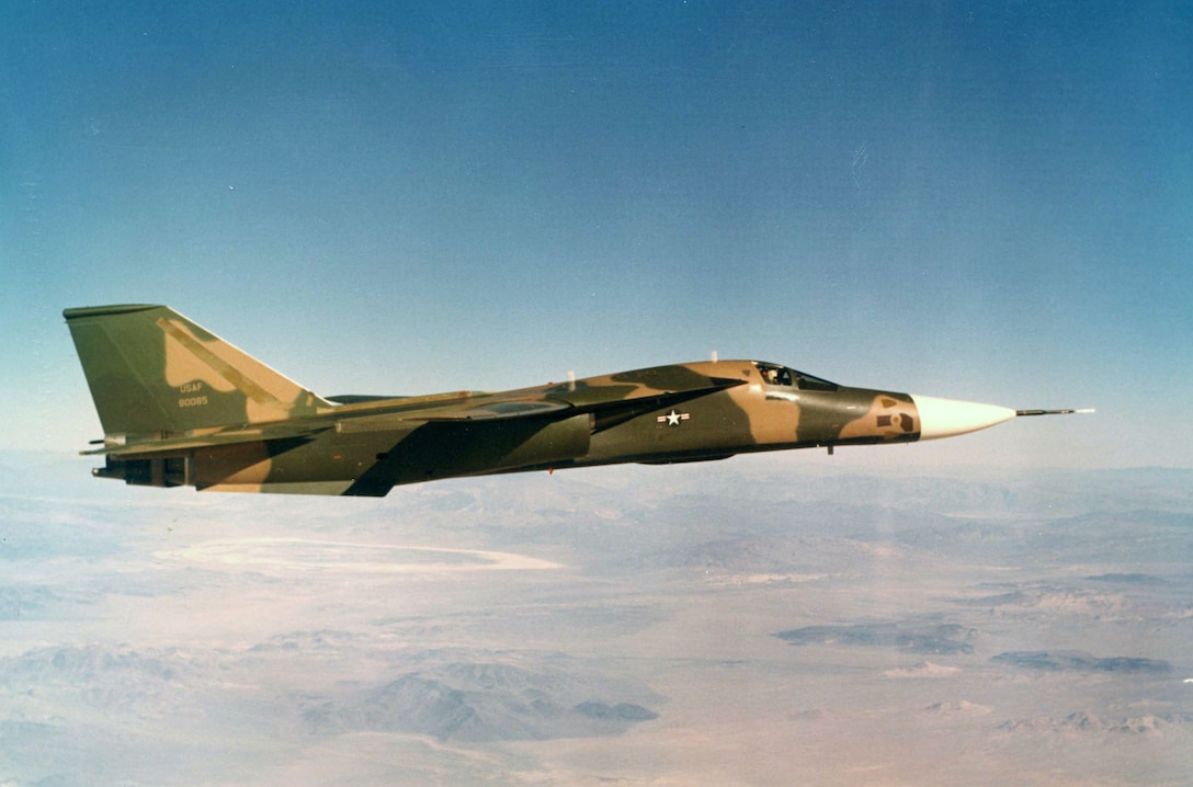 General Dynamics F-111D in flight. (U.S. Air Force photo)