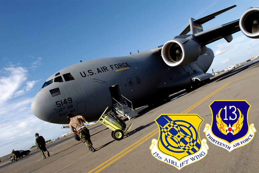 A maintenance crew prepares to launch a C-17 Globemaster III from Hickam Air Force Base, Hawaii. Photo/ Tech. Sgt. Shane A. Cuomo; Image/Civ Jackie S. Hites.