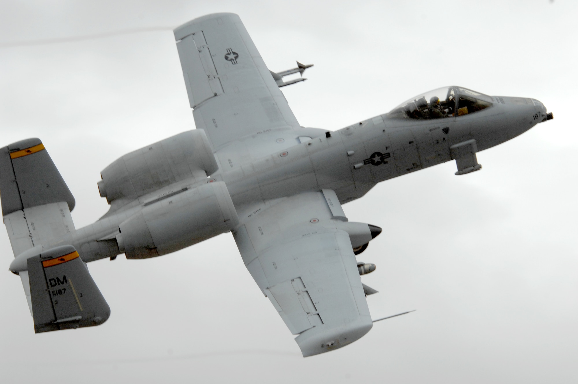 An A-10 Thunderbolt II from the 354th Fighter Squadron, Davis-Monthan AFB Tucson AZ practices attack maneuvers at Berry Goldwater Range here in Arizona. Friday February 15th 2007. Friends and families of the Airman were invited to come see the 354th FS practice using live munitions during a red carpet family day. (U.S. Air Force photo by Staff Sgt. Lanie McNeal)