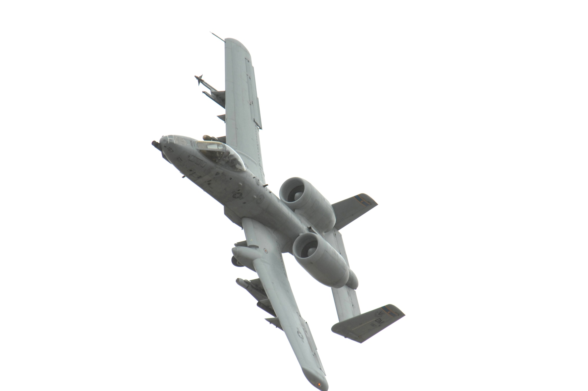 An A-10 Thunderbolt II from the 354th Fighter Squadron flies over the Barry M. Goldwater Air Force Range, near Gila Bend, Arizona, on February 15, 2008. Friends and families of the Airman were invited to come see the 354th FS practice using live munitions during a red carpet family day. (U.S. Air Force photo/Airman 1st Class Noah R. Johnson)