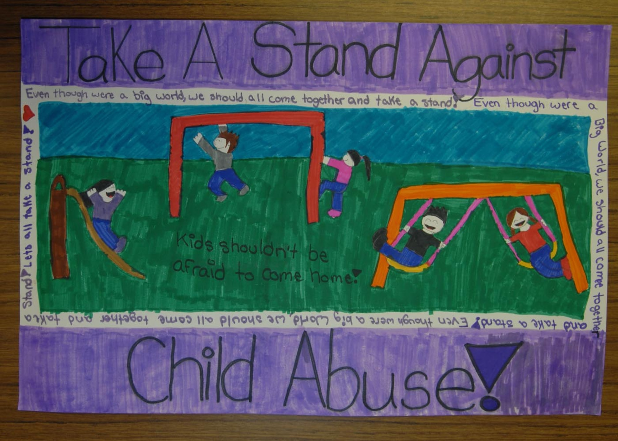 The winning poster, made by Celeste Vasquez from the Child Abuse prevention contest. 
