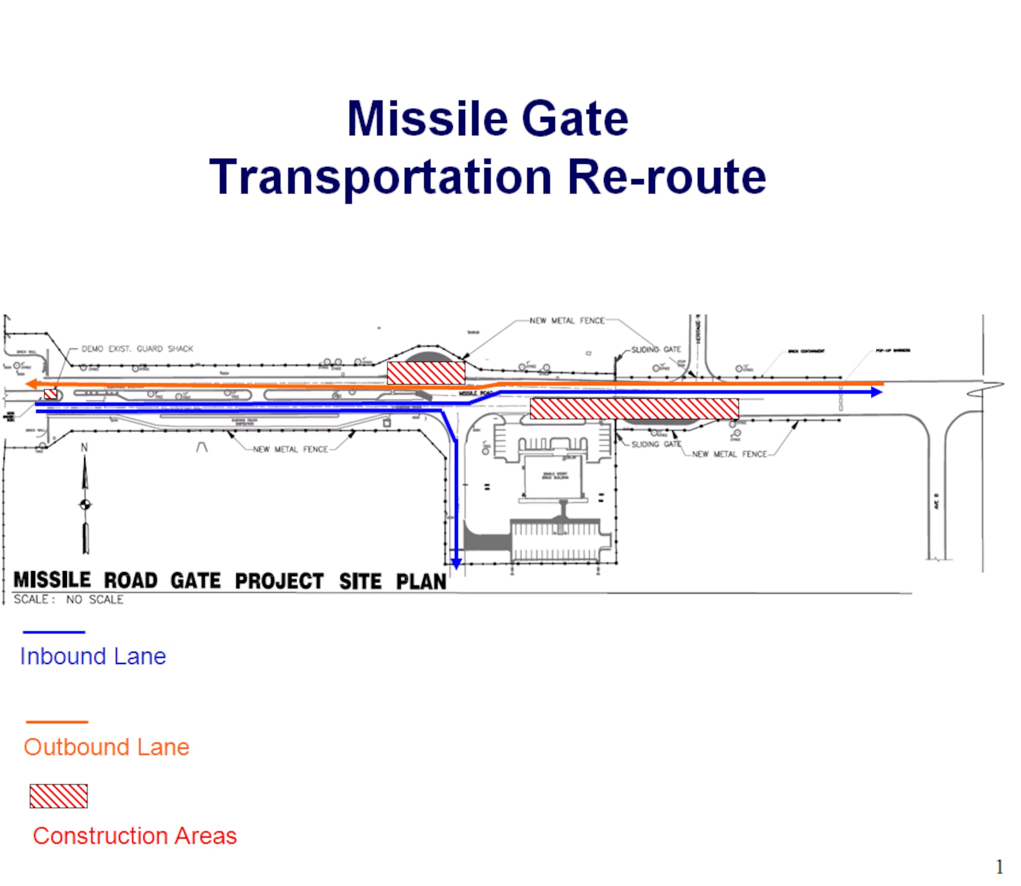 Beginning Feb. 25, use of Missile Road will be restricted to base personnel till July, as the 82nd Civil Engineer Squadron prepares it to be the home of the new visitor’s center. (U.S. Air Force graphic)