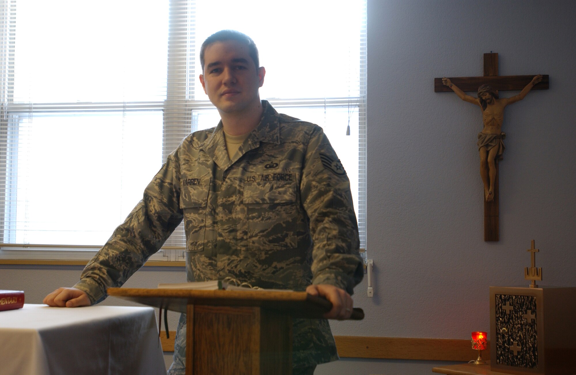 EIELSON AIR FORCE BASE, Alaska--Staff Sgt. James Warren, 354th Fighter Wing Chapel Office chaplain?s assistant, is the Hall of Fame nominee for the week of Feb. 29 to March 6. (U.S. Air Force photo by Airman 1st Class Christopher Griffin)