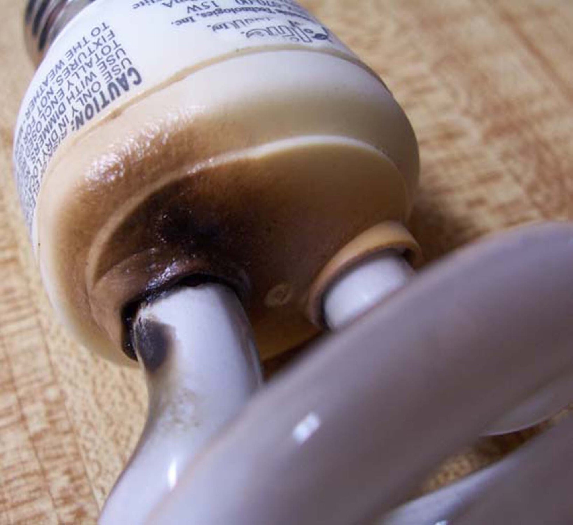 A generic, low-quality compact fluorescent lamp, or CFL, could become a fire hazard and people are encouraged to obtain high-quality, name brand CFLs for use at home and at work. The Malmstrom self-help store, Base Exchange and commissary all supply name brand CFLs and the base energy manager said the off-brand CFLs are not here on base. "If there would have been a problem with [the name brand CFLs] the company would have sent out a recall on them, so I am not concerned at this time," said Kent Seaton, 341st Civil Engineer Squadron. Base housing residents can pick up six CFLs per household per year at the self-help store located in building 220. (Courtesy photo)