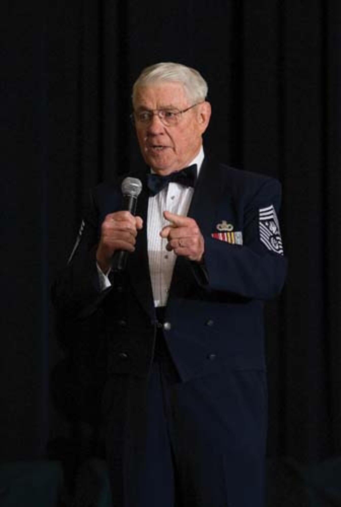 Retired Chief Master Sgt. Robert Gaylor, the fifth Chief Master Sgt. of the Air Force, was the guest speaker at the 436th Airlift Wing Annual Awards Banquet Feb. 20. (U.S. Air Force photo/ Roland Balik)
